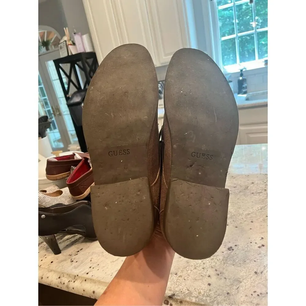 Guess Mens Brown Canvas Lace Uo Oxford Shoes sz 11
